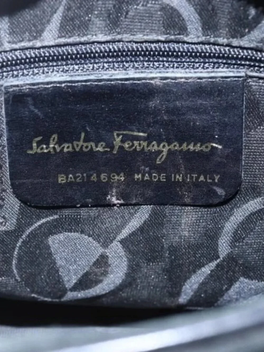 Salvatore Ferragamo Gancini Shoulder Bag Suede Black Gold Auth BA7988